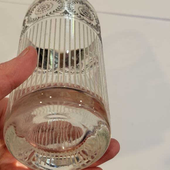 Set Of 2 Vintage Culver Tyrol Silver Highball Glasses Vertical Stripes - Picture 8 of 8